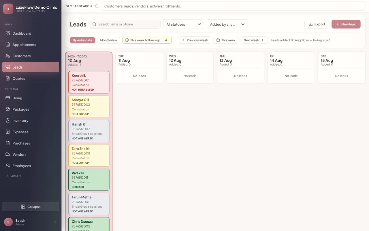 Pipeline-style tracking (quotes use the same CRM discipline)